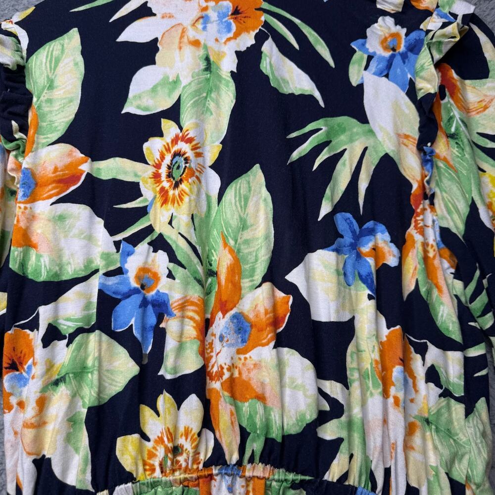 Ralph Lauren Blouse Women's Large Blue Floral Ruffle Sleeve Top - Picture 9 of 10